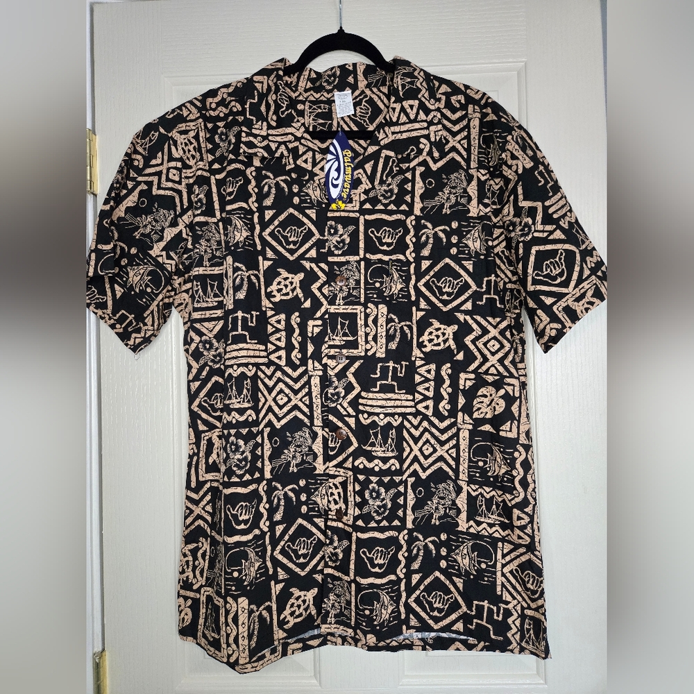 Black and Tan Men's Hawaiian Shirt
